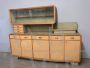 Grande credenza buffet anni '60 bicolore verde e stampato legno                            