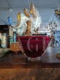 Vaso Art Déco a vasca in vetro Murano bordeaux e oro, anni '40