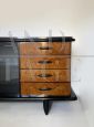 Credenza buffet in stile Art Déco anni '30 in radica con anta a vetro