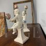 Coppia di candelabri con putti in ceramica di Angelo Minghetti, Bologna fine '800