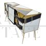 Credenza in vetro di Murano a quattro colori con anta e cassetti