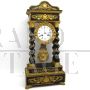 Orologio a pendolo da tavolo antico di epoca Napoleone III in legno e bronzo