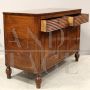 Antica credenza Carlo X in noce con cassetti scanalati, Italia '800