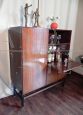 Credenza highboard vintage in stile scandinavo con vano bar, anni '50