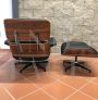 Poltrona lounge Eames in pelle nera con certificato di autenticità