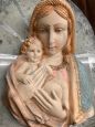 Madonna capoletto in ceramica anni '40 su base a specchio