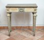 Console antica piemontese in legno laccato con piano marmorizzato                            