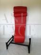 Chaise longue stile Bauhaus in vera pelle rossa, recente produzione