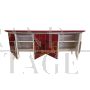 Credenza design a 4 ante in vetro rosso bordeaux e specchio