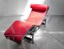 Chaise longue stile Bauhaus in vera pelle rossa, recente produzione