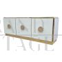 Credenza design in vetro di Murano bianco, anni '80                            