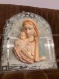 Madonna capoletto in ceramica anni '40 su base a specchio                            