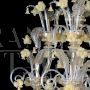 Lampadario Rezzonico in vetro di Murano dorato con narcisi gialli                            