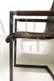 Coppia di sedie poltroncine cantilever stile vintage in pelle marrone