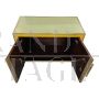 Credenza a due ante in vetro giallo e ottone dorato