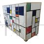 Comò a quattro cassetti in vetro di Murano stile Mondrian