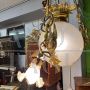  Grande lampadario liberty di fine '800 con cigni dorati                           