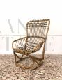 Poltrona BP4 di Tito Agnoli in bamboo e rattan, anni '50                            