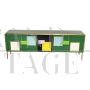 Credenza madia a 5 porte in vetro verde                            