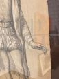 Antico disegno bozzetto di nobile dell'800 in costume d’epoca