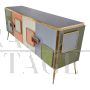 Credenza madia design a 4 ante in vetro multicolore