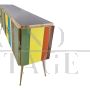 Credenza design a 4 ante con strisce in vetro multicolore