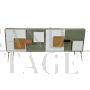 Credenza madia design con ante in vetro multicolore, anni '80                            