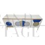 Credenza illuminata in vetro bianco con cerchi blu