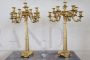 Coppia di candelabri antichi in bronzo dorato del XIX secolo                            