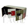 Credenza in vetro multicolore in stile vintage