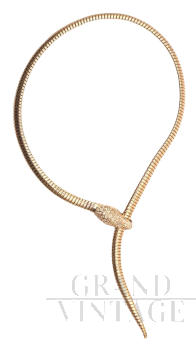 Collana vintage a forma di serpente in oro rosa                            