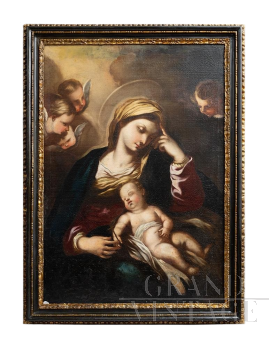 Francesco Solimena - Dipinto antico raffigurante Madonna col Bambino                            