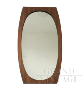 Grande specchio La Permanente Mobili di Cantù in teak, anni '60                            