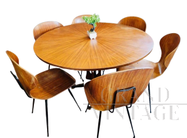 Tavolo e 6 sedie design di Carlo Ratti per Lissoni, anni '50                            