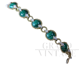 Bracciale in oro con brillanti e malachite                            