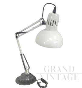 Lampada da tavolo industriale Emmedi in metallo bianco, anni '60