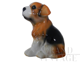 Scultura di cane beagle in ceramica, anni '80