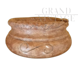 Handcrafted bowl in red Verona marble in antique style