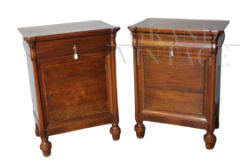 Pair of antique 19th century capuchin bedside tables in walnut