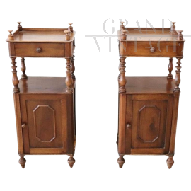 Pair of antique Louis Philippe bedside tables cabinets from the 19th century         