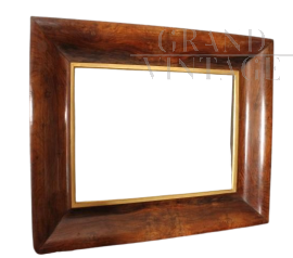Antique Charles X tray frame in walnut with gold leaf