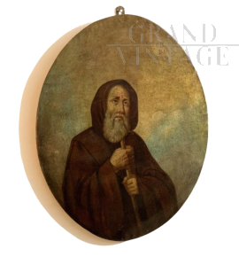 Antique painting from the 17th century depicting Saint Francis of Paola