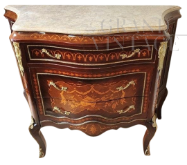 Small commode chest of drawers in Louis XIV style with inlays and bronzes