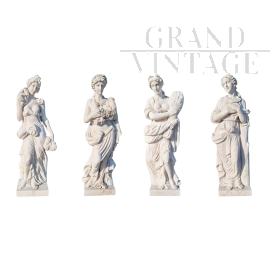 Group of 4 sculptures depicting the Four Seasons in white marble