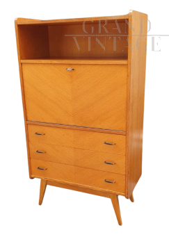 Vintage highboard with drop-down desk and drawers, 1950s