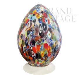Egg-shaped table lamp in Murano glass with Murrine
