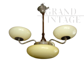 1940s art deco chandelier in brass