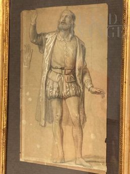 Antique sketch drawing of a 19th century nobleman in period costume 