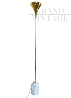 Vintage 70s floor lamp in brass and white marble