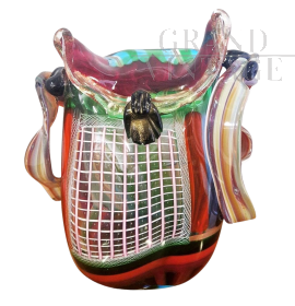 Multicolored Murano glass handbag sculpture by Colizza